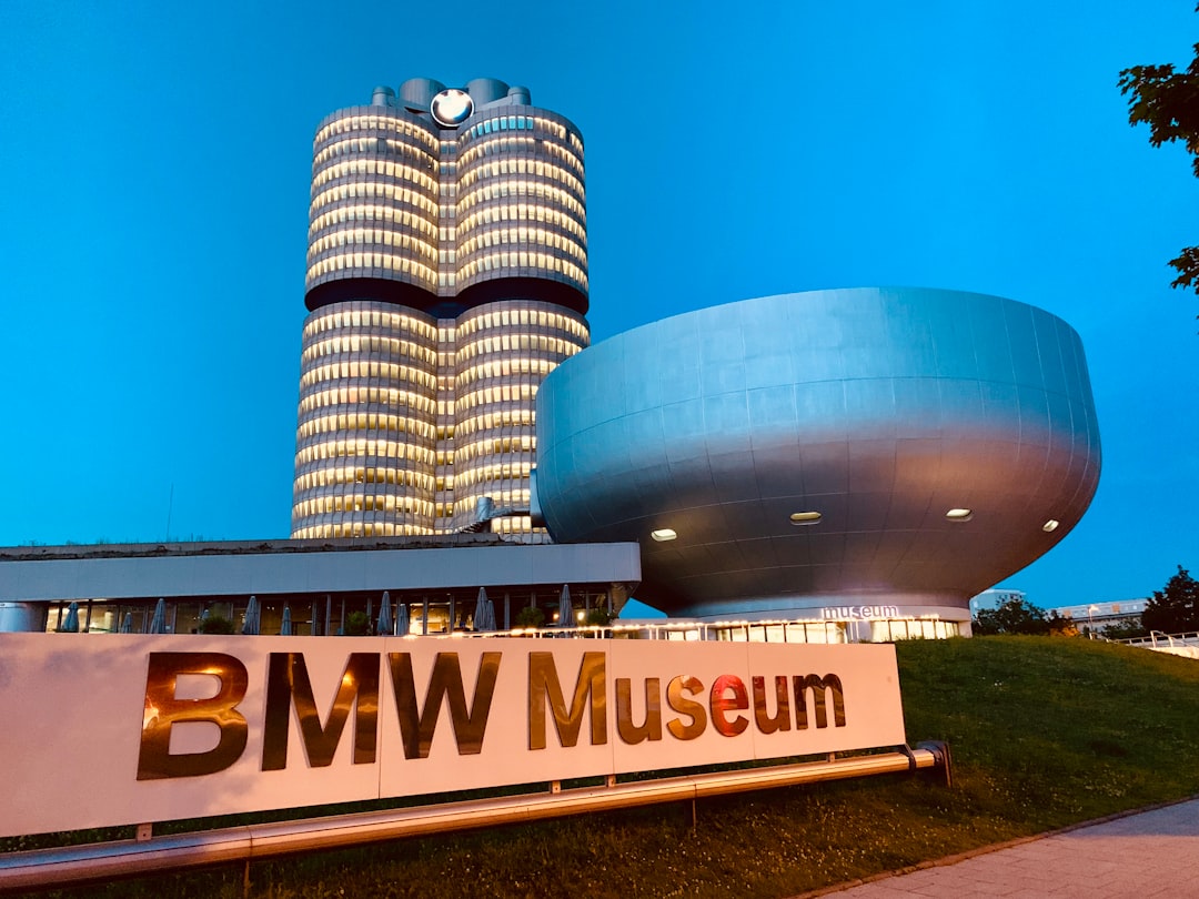 a tall building sitting next to a large sign